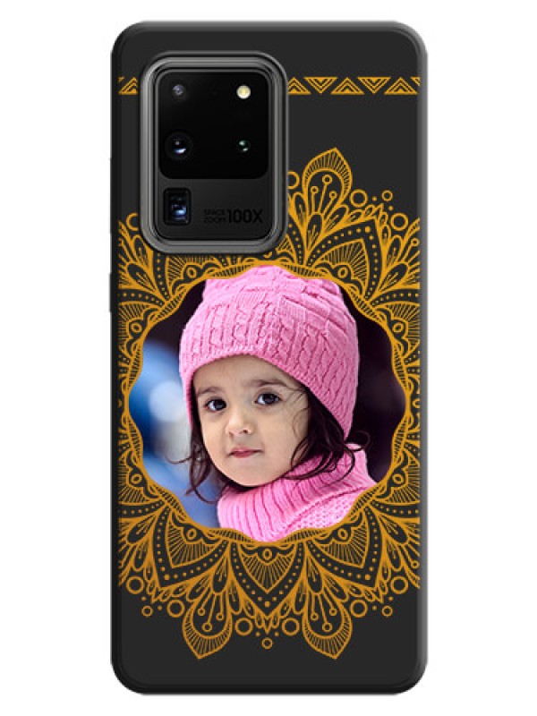 Custom Round Image with Floral Design - Photo on Space Black Soft Matte Mobile Cover - Galaxy S20 Ultra
