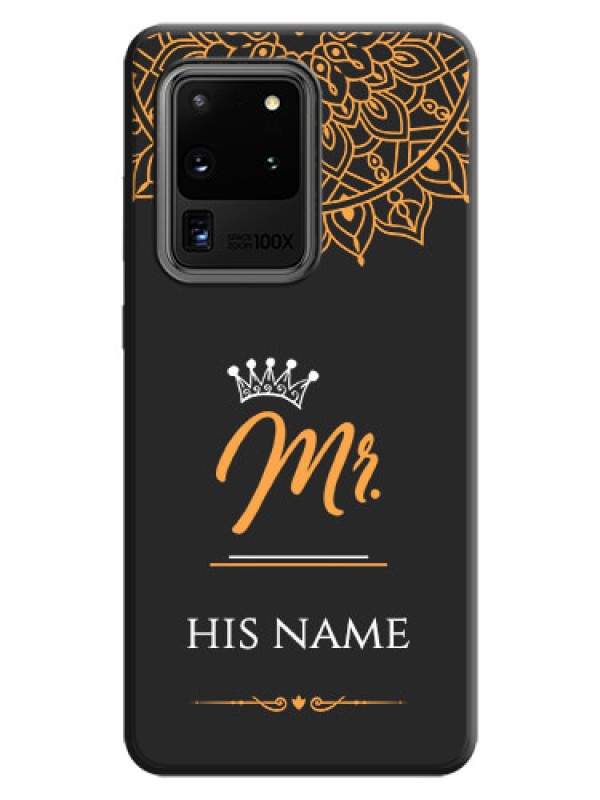 Custom Mr Name with Floral Design  on Personalised Space Black Soft Matte Cases - Galaxy S20 Ultra