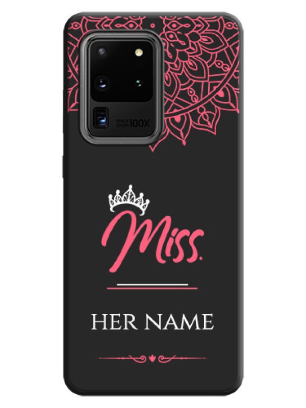Custom Mrs Name with Floral Design on Space Black Personalized Soft Matte Phone Covers - Galaxy S20 Ultra