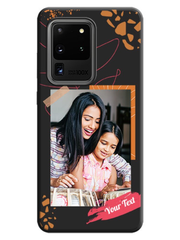 Custom Orange Photo Frame on Space Black Custom Soft Matte Phone Back Cover - Galaxy S20 Ultra