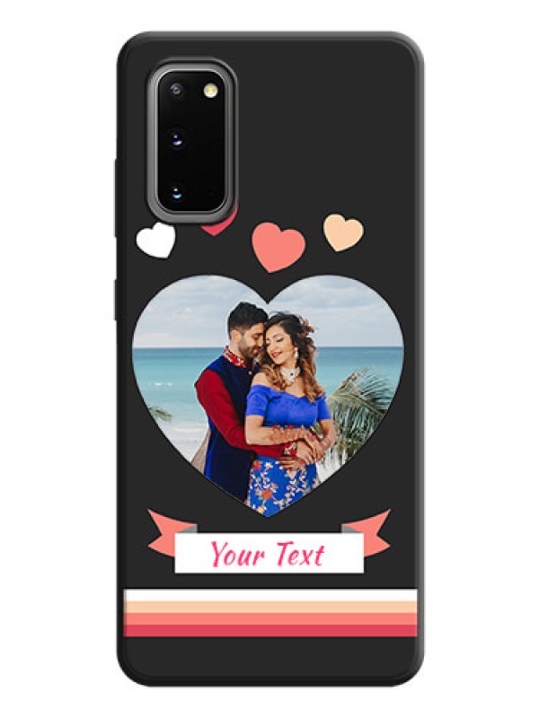 Custom Love Shaped Photo with Colorful Stripes on Personalised Space Black Soft Matte Cases - Galaxy S20
