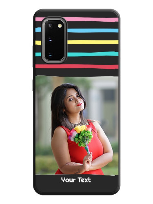 Custom Multicolor Lines with Image on Space Black Personalized Soft Matte Phone Covers - Galaxy S20