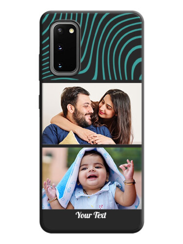 Custom Wave Pattern with 2 Image Holder on Space Black Personalized Soft Matte Phone Covers - Galaxy S20
