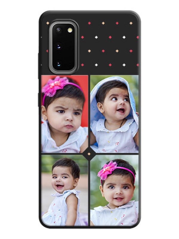 Custom Multicolor Dotted Pattern with 4 Image Holder on Space Black Custom Soft Matte Phone Cases - Galaxy S20