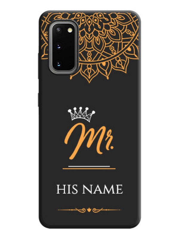 Custom Mr Name with Floral Design  on Personalised Space Black Soft Matte Cases - Galaxy S20