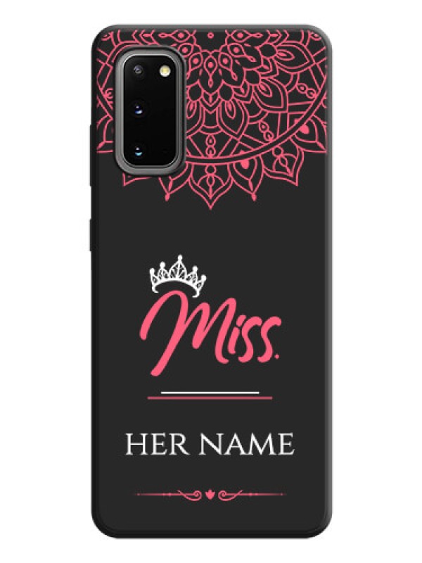 Custom Mrs Name with Floral Design on Space Black Personalized Soft Matte Phone Covers - Galaxy S20