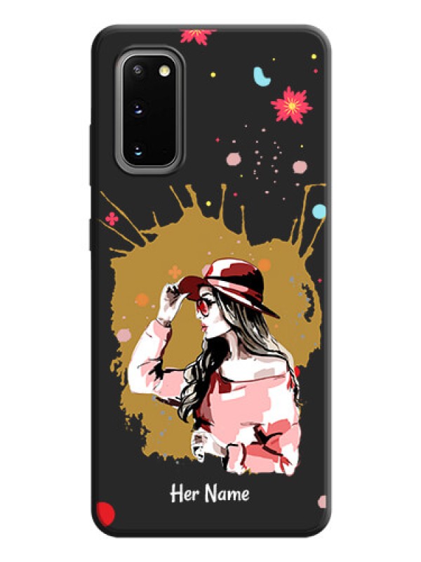 Custom Mordern Lady With Color Splash Background With Custom Text On Space Black Personalized Soft Matte Phone Covers -Samsung Galaxy S20