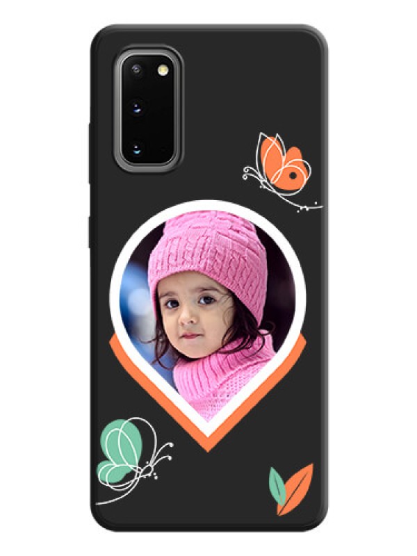 Custom Upload Pic With Simple Butterly Design On Space Black Personalized Soft Matte Phone Covers -Samsung Galaxy S20