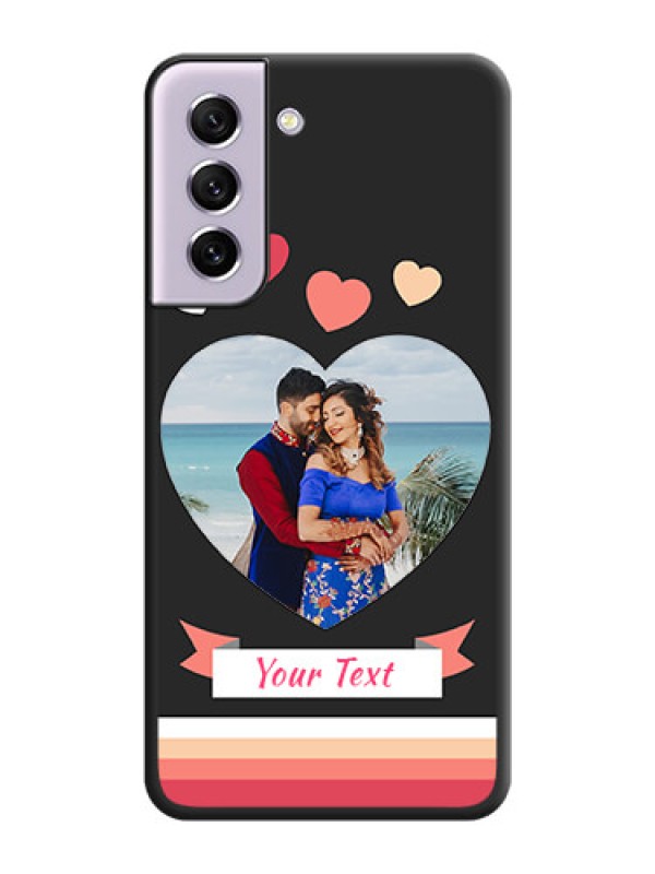 Custom Love Shaped Photo with Colorful Stripes on Personalised Space Black Soft Matte Cases - Galaxy S21 FE 5G