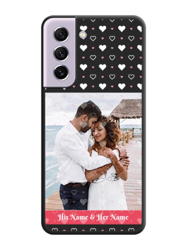 Custom White Color Love Symbols with Text Design on Photo on Space Black Soft Matte Phone Cover - Galaxy S21 FE 5G