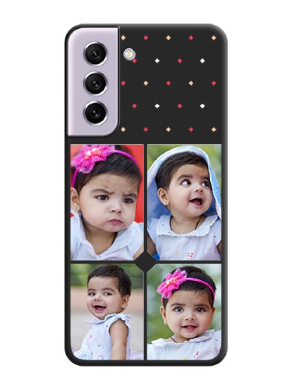 Custom Multicolor Dotted Pattern with 4 Image Holder on Space Black Custom Soft Matte Phone Cases - Galaxy S21 FE 5G