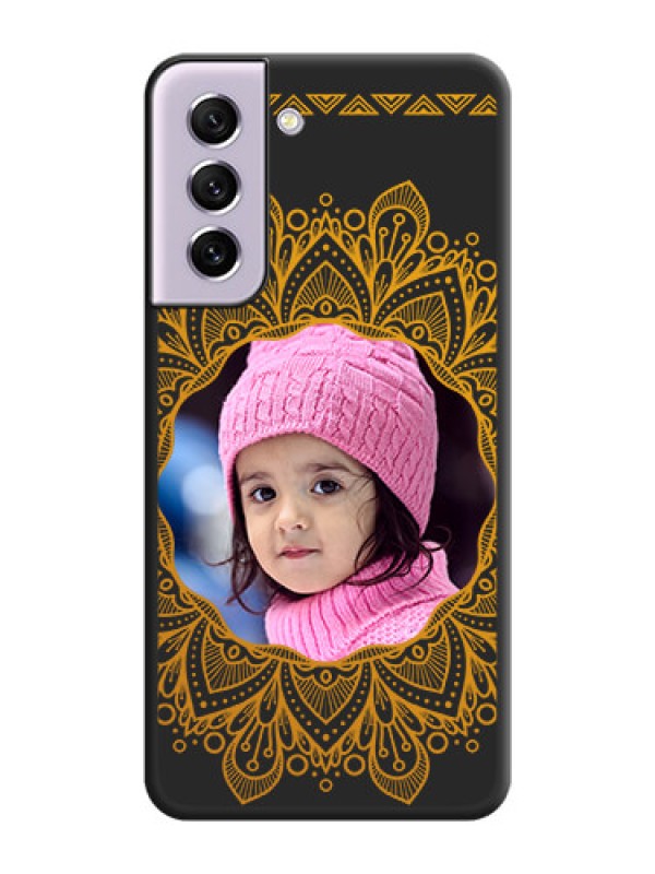 Custom Round Image with Floral Design on Photo on Space Black Soft Matte Mobile Cover - Galaxy S21 FE 5G