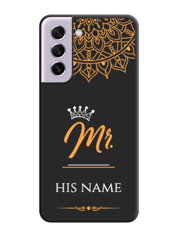 Custom Mr Name with Floral Design  on Personalised Space Black Soft Matte Cases - Galaxy S21 FE 5G