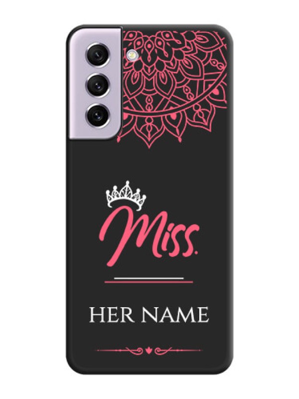 Custom Mrs Name with Floral Design on Space Black Personalized Soft Matte Phone Covers - Galaxy S21 FE 5G