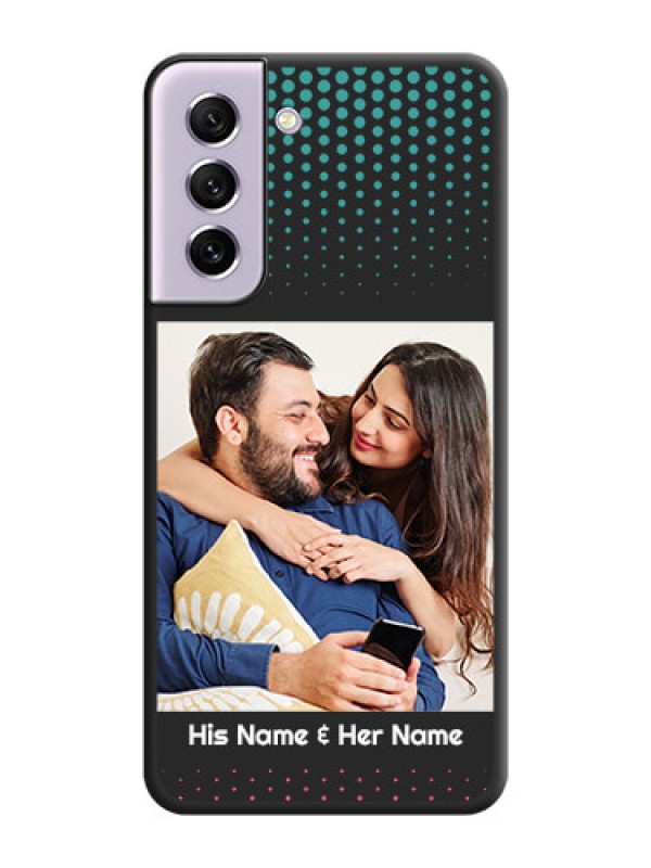 Custom Faded Dots with Grunge Photo Frame and Text on Space Black Custom Soft Matte Phone Cases - Galaxy S21 FE 5G