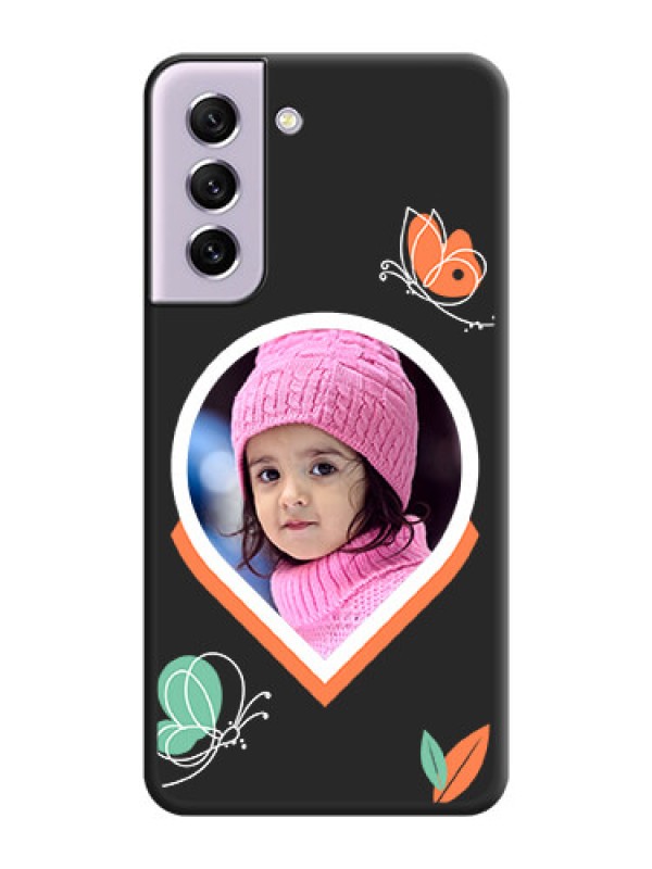 Custom Upload Pic With Simple Butterly Design On Space Black Personalized Soft Matte Phone Covers -Samsung Galaxy S21 Fe 5G