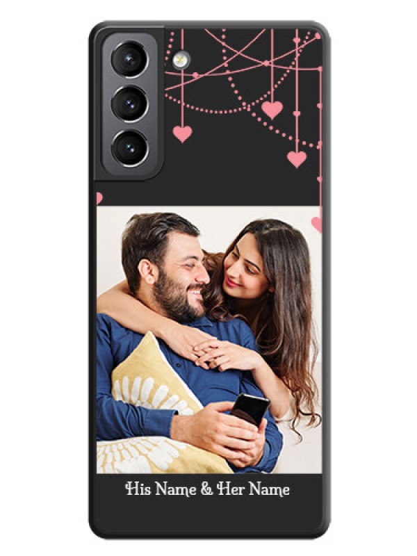 Custom Pink Love Hangings with Text on Space Black Custom Soft Matte Back Cover - Galaxy S21 Plus