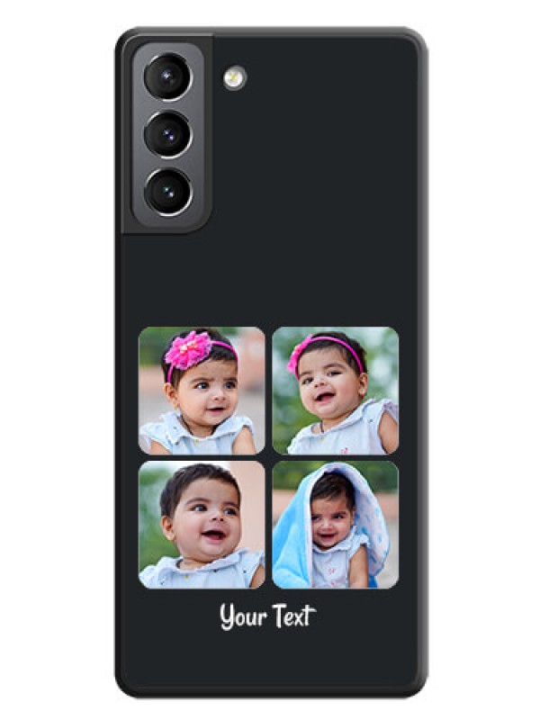 Custom Floral Art with 6 Image Holder on Photo on Space Black Soft Matte Mobile Case - Galaxy S21 Plus