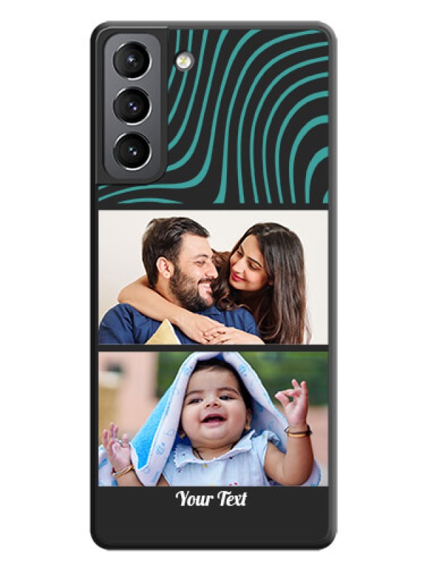 Custom Wave Pattern with 2 Image Holder on Space Black Personalized Soft Matte Phone Covers - Galaxy S21 Plus