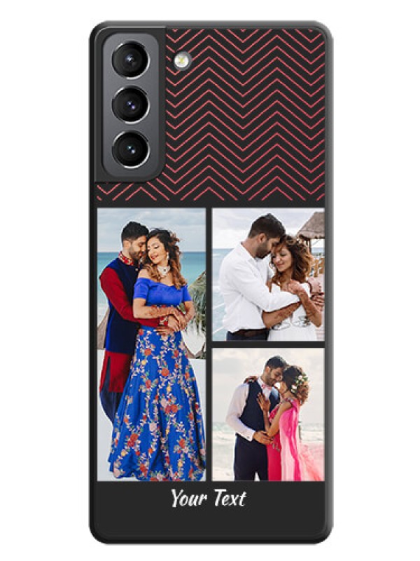Custom Wave Pattern with 3 Image Holder on Space Black Custom Soft Matte Back Cover - Galaxy S21 Plus