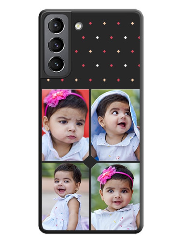 Custom Multicolor Dotted Pattern with 4 Image Holder on Space Black Custom Soft Matte Phone Cases - Galaxy S21 Plus