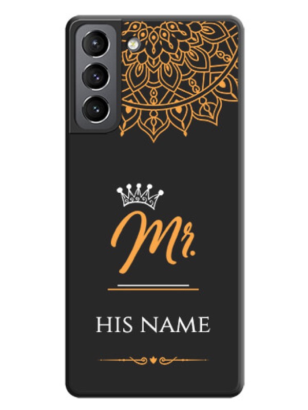Custom Mr Name with Floral Design  on Personalised Space Black Soft Matte Cases - Galaxy S21 Plus