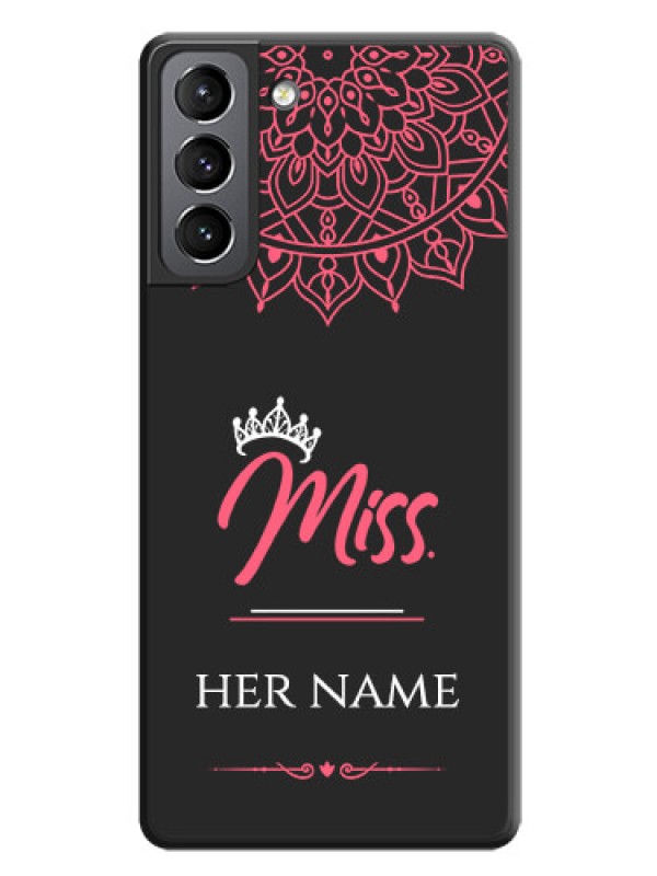 Custom Mrs Name with Floral Design on Space Black Personalized Soft Matte Phone Covers - Galaxy S21 Plus