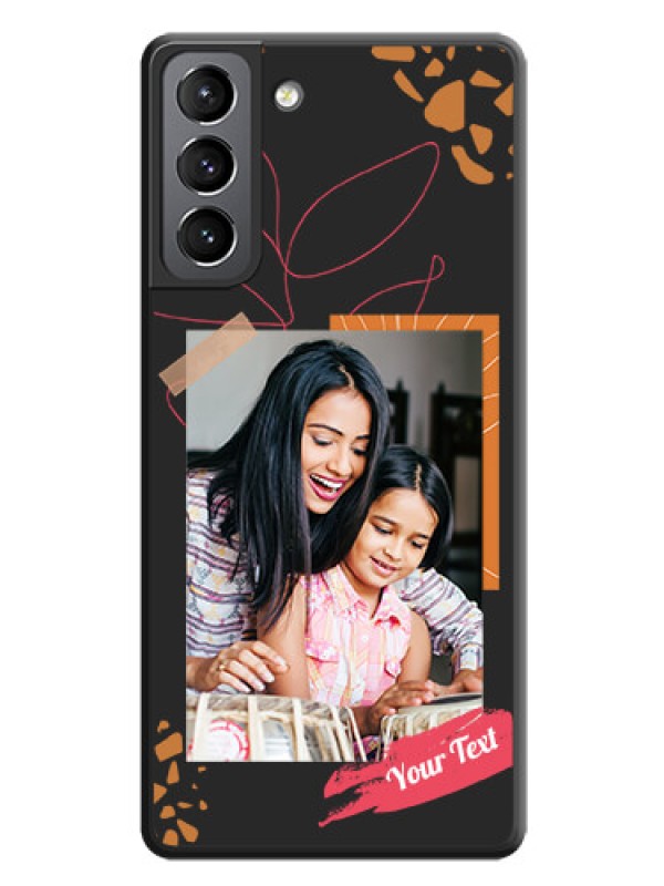Custom Orange Photo Frame on Space Black Custom Soft Matte Phone Back Cover - Galaxy S21 Plus