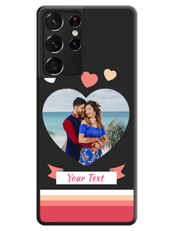 Custom Love Shaped Photo with Colorful Stripes on Personalised Space Black Soft Matte Cases - Galaxy S21 Ultra