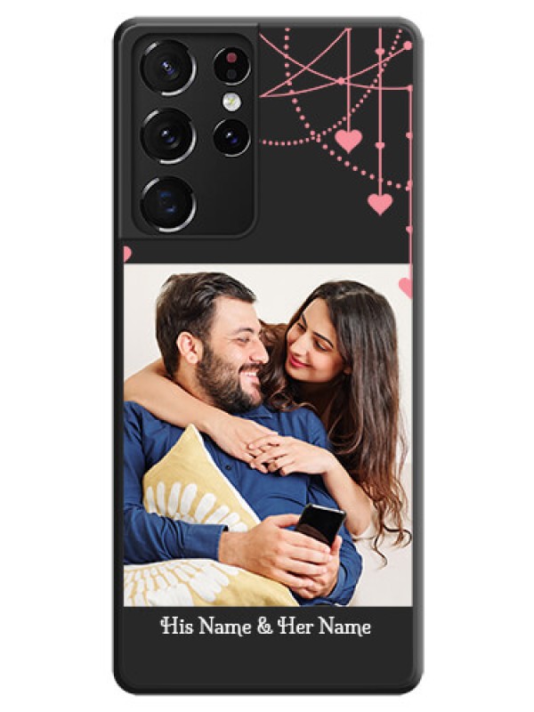 Custom Pink Love Hangings with Text on Space Black Custom Soft Matte Back Cover - Galaxy S21 Ultra