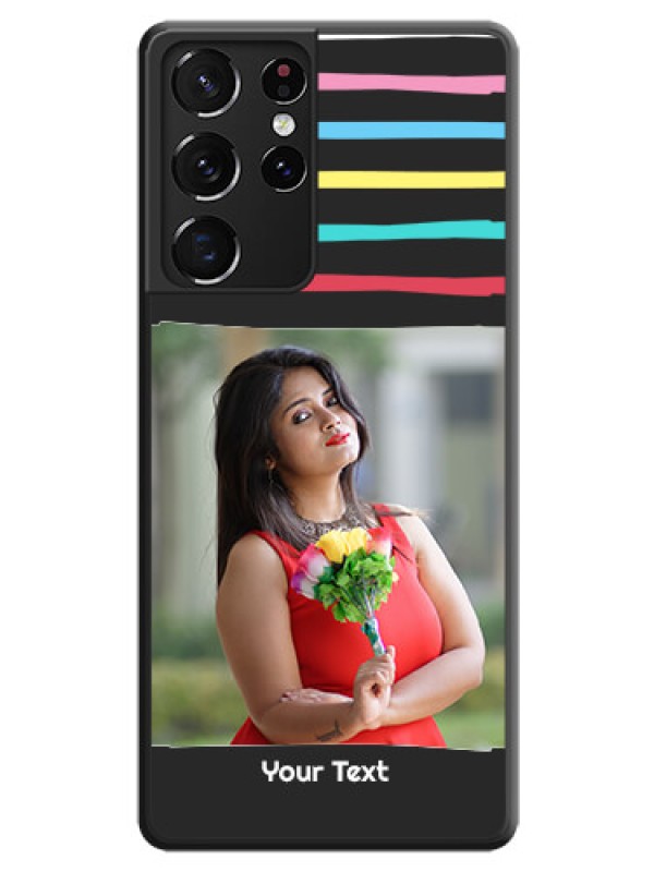 Custom Multicolor Lines with Image on Space Black Personalized Soft Matte Phone Covers - Galaxy S21 Ultra