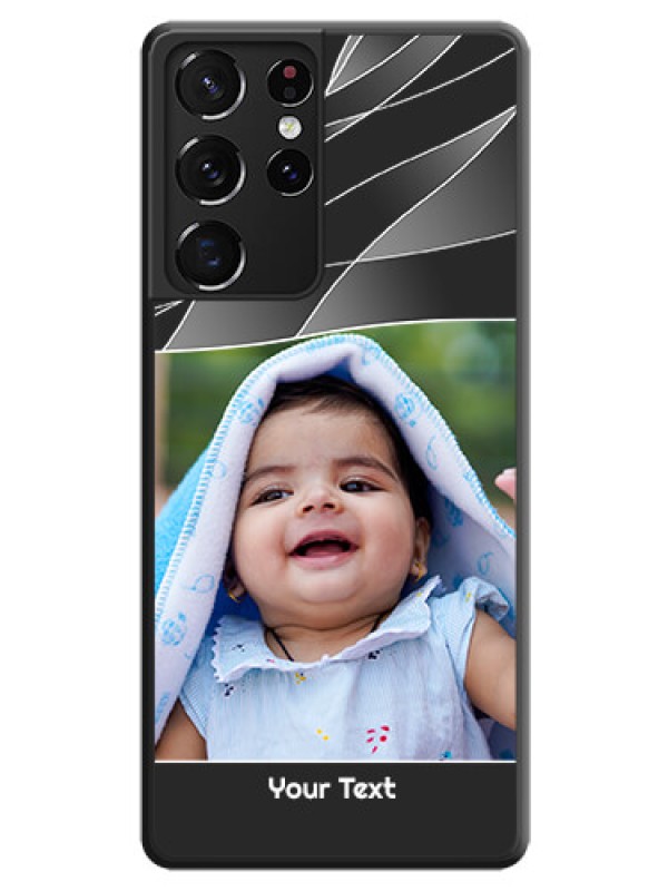 Custom Mixed Wave Lines on Photo on Space Black Soft Matte Mobile Cover - Galaxy S21 Ultra