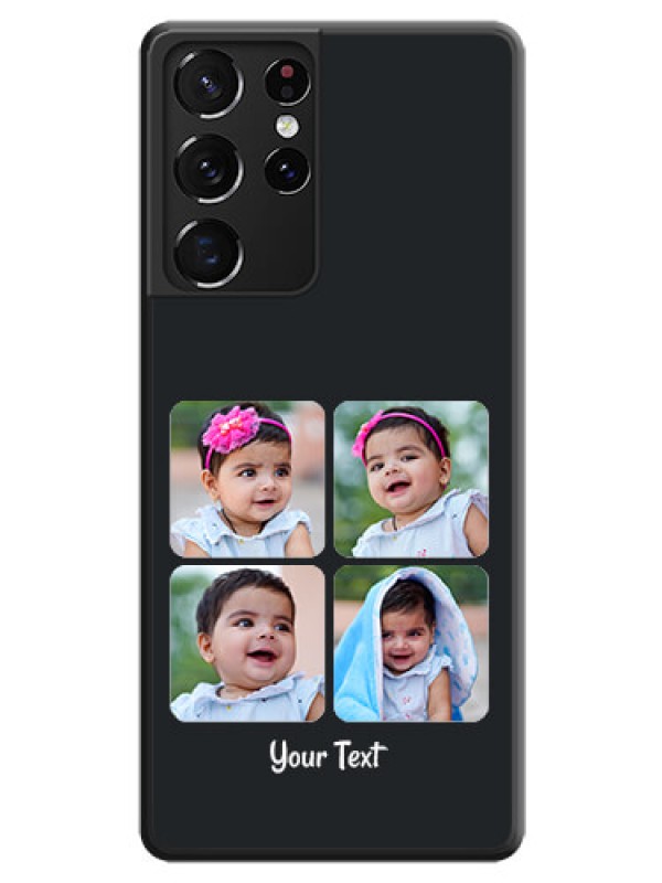 Custom Floral Art with 6 Image Holder on Photo on Space Black Soft Matte Mobile Case - Galaxy S21 Ultra