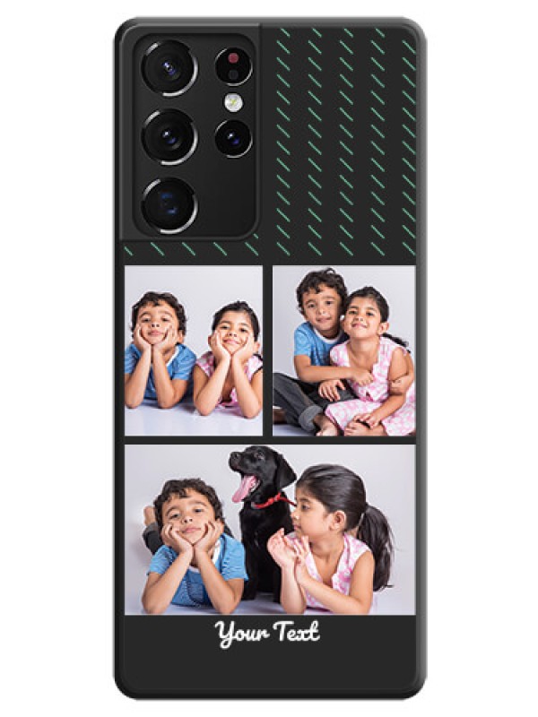 Custom Cross Dotted Pattern with 2 Image Holder  on Personalised Space Black Soft Matte Cases - Galaxy S21 Ultra