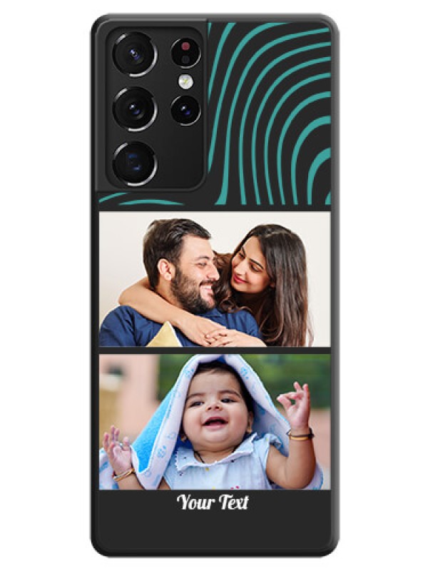 Custom Wave Pattern with 2 Image Holder on Space Black Personalized Soft Matte Phone Covers - Galaxy S21 Ultra