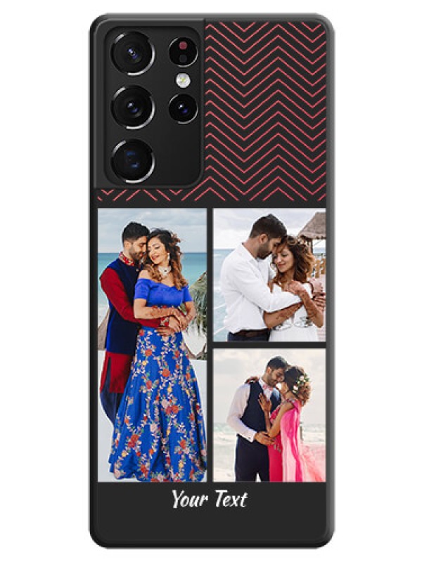 Custom Wave Pattern with 3 Image Holder on Space Black Custom Soft Matte Back Cover - Galaxy S21 Ultra