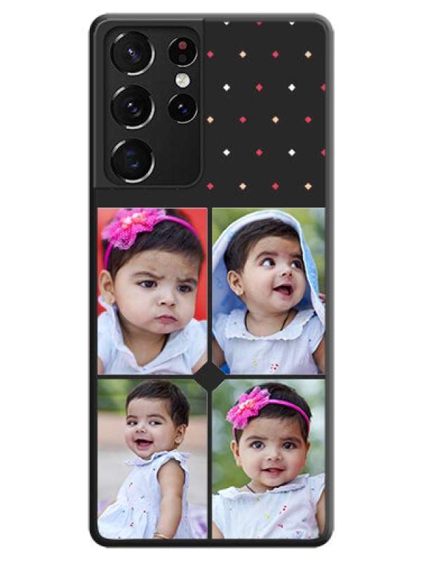 Custom Multicolor Dotted Pattern with 4 Image Holder on Space Black Custom Soft Matte Phone Cases - Galaxy S21 Ultra