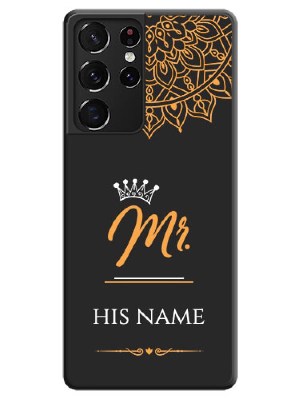 Custom Mr Name with Floral Design  on Personalised Space Black Soft Matte Cases - Galaxy S21 Ultra