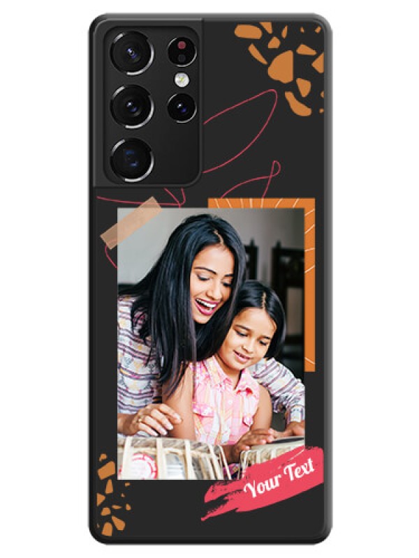 Custom Orange Photo Frame on Space Black Custom Soft Matte Phone Back Cover - Galaxy S21 Ultra