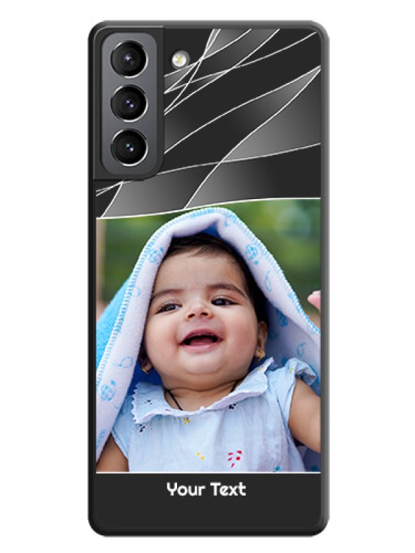 Custom Mixed Wave Lines on Photo on Space Black Soft Matte Mobile Cover - Galaxy S21