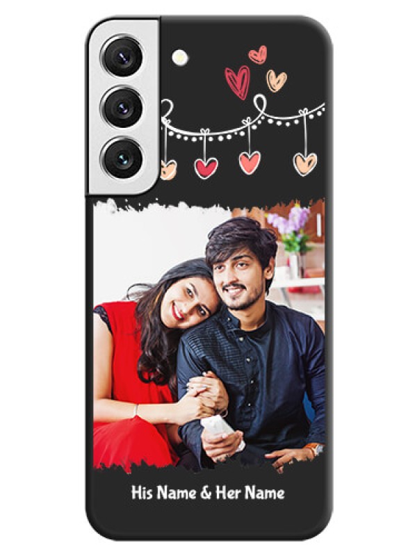 Custom Pink Love Hangings with Name on Space Black Custom Soft Matte Phone Cases - Galaxy S22 5G
