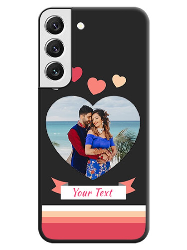 Custom Love Shaped Photo with Colorful Stripes on Personalised Space Black Soft Matte Cases - Galaxy S22 5G