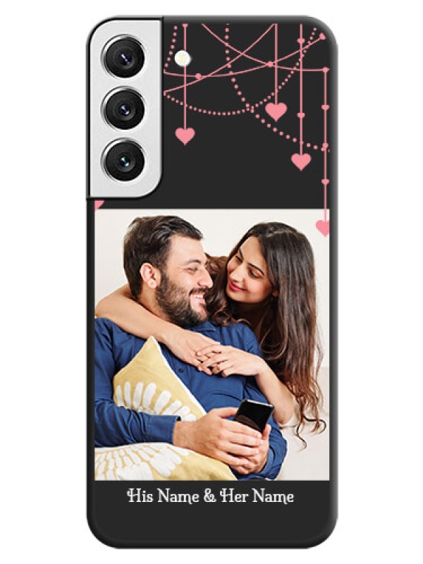 Custom Pink Love Hangings with Text on Space Black Custom Soft Matte Back Cover - Galaxy S22 5G