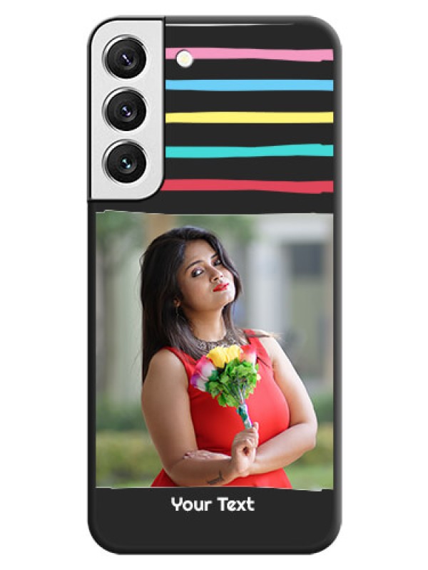 Custom Multicolor Lines with Image on Space Black Personalized Soft Matte Phone Covers - Galaxy S22 5G