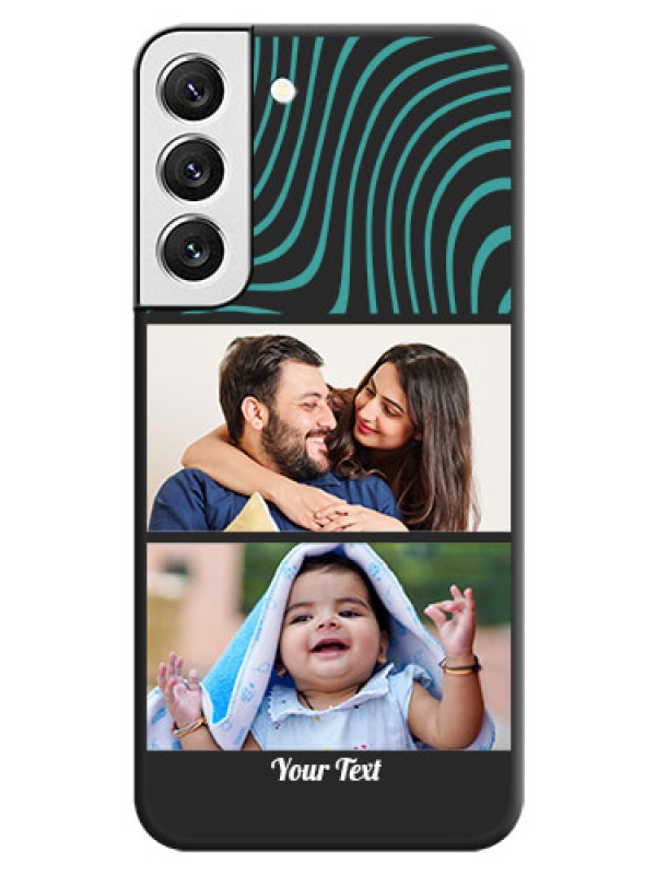 Custom Wave Pattern with 2 Image Holder on Space Black Personalized Soft Matte Phone Covers - Galaxy S22 5G