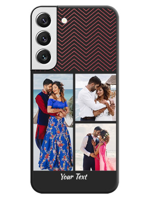 Custom Wave Pattern with 3 Image Holder on Space Black Custom Soft Matte Back Cover - Galaxy S22 5G