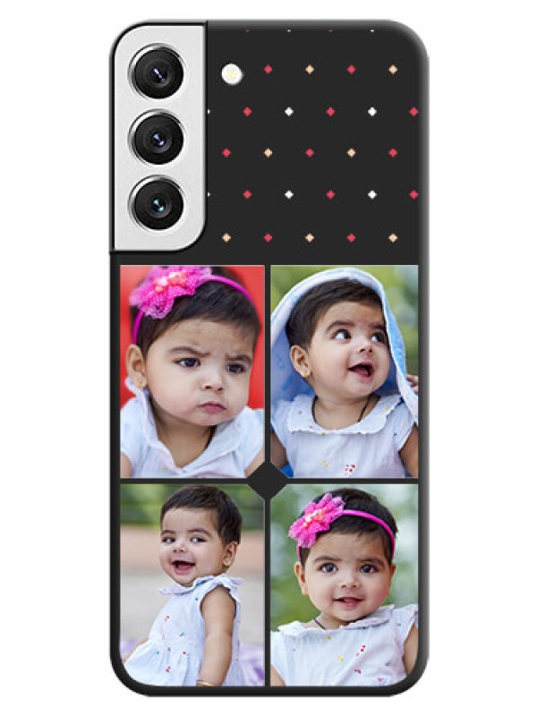 Custom Multicolor Dotted Pattern with 4 Image Holder on Space Black Custom Soft Matte Phone Cases - Galaxy S22 5G