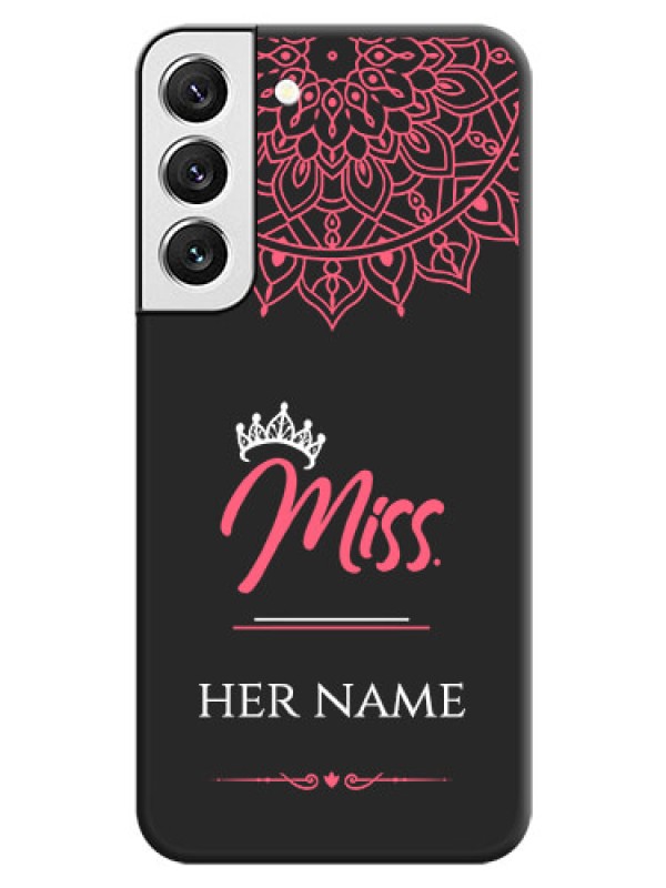 Custom Mrs Name with Floral Design on Space Black Personalized Soft Matte Phone Covers - Galaxy S22 5G