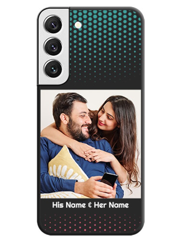 Custom Faded Dots with Grunge Photo Frame and Text on Space Black Custom Soft Matte Phone Cases - Galaxy S22 5G