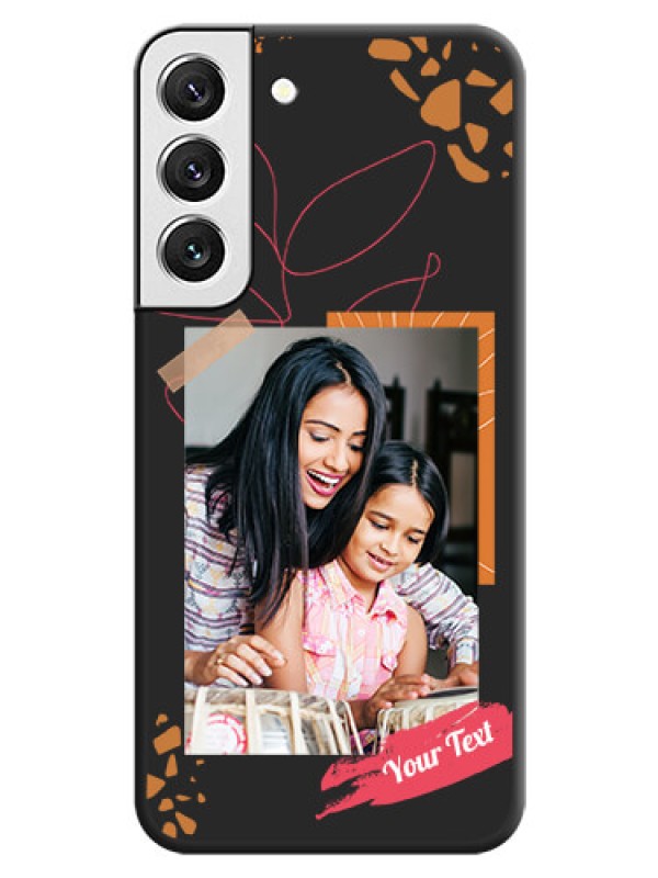 Custom Orange Photo Frame on Space Black Custom Soft Matte Phone Back Cover - Galaxy S22 5G
